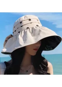 Modlily Vinyl Sunscreen Beige Polka Dot Visor Hat - One Size