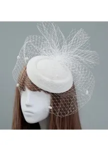 Modlily White Mesh Fuzzy Ball Design Hat - One Size