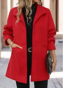 Modlily Red Pocket Long Sleeve Turn Down Collar Jacket - XL