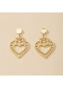 Modlily 1.2 X 2.0 Inch Gold Metal Heart Earrings - One Size