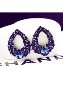 Modlily 1 Pair Dark Blue Waterdrop Earrings - One Size