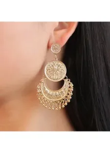 Modlily Alloy Bohemian Geometric Tassel Gold Earrings - One Size