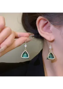 Modlily Alloy Detail Green Triangle Design Earrings - One Size