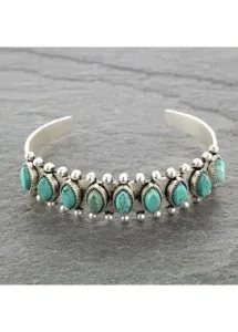 Modlily Alloy Detail Mint Green Oval Bracelet - One Size