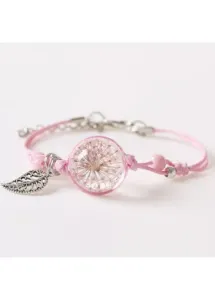 Modlily Alloy Detail Pink Round Design Bracelet - One Size