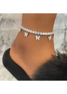 Modlily Alloy Detail Silver Bow Design Anklet - One Size