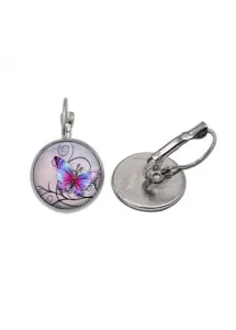 Modlily Alloy Detail Silver Round Design Earrings - One Size