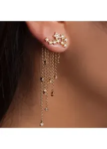 Modlily Alloy Detail Tassel Star Design Golden Earrings - One Size