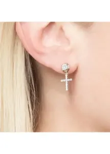 Modlily Alloy Hot Drilling Gold Cross Earrings - One Size