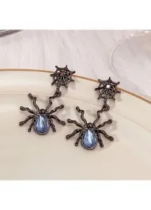 Modlily Black Spider Halloween Waterdrop Detail Earrings - One Size