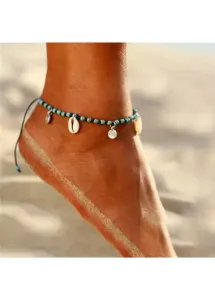 Modlily Blue Conch Detail Beads Design Anklet - One Size