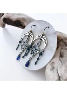 Modlily Blue Moon and Star Design Earrings - One Size