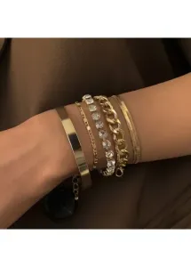 Modlily Copper Detail Gold Round Bracelet Set - One Size