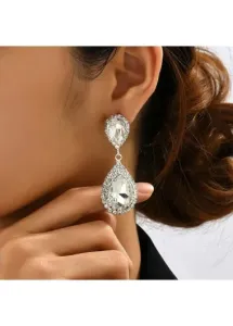 Modlily Copper Detail Silvery White Teardrop Earrings - One Size