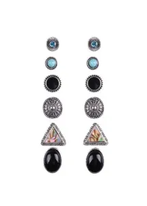 Modlily Geometric Pattern Multi Color Earring Set - One Size