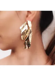 Modlily Gold Alloy Asymmetric Shape Detail Earrings - One Size