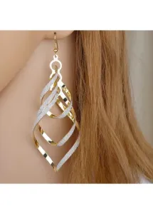 Modlily Gold Alloy Detail Geometric Design Earrings - One Size