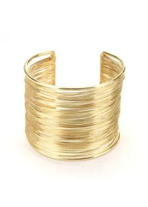 Modlily Gold Alloy Round Detail Weave Bangle - One Size
