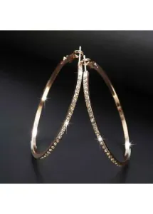 Modlily Gold Circular Shape Rhinestone Detail Earrings - One Size