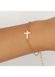 Modlily Gold Cross Simple Design Alloy Bracelet - One Size