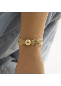 Modlily Gold Layered Design Iron Detail Bracelet - One Size
