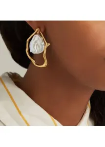 Modlily Gold Metal Detail Asymmetric Design Earrings - One Size
