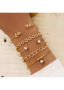 Modlily Gold Metal Detail Chain Bracelet Set - One Size