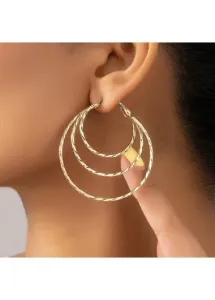 Modlily Gold Round Alloy Geometric Design Earrings - One Size