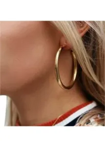 Modlily Gold Round Metal Ring Detail Earrings - One Size