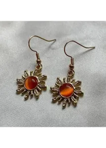 Modlily Gold Vintage Sunflower Design Alloy Earrings - One Size