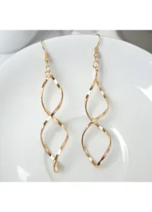 Modlily Golden Asymmetrical Twist Design Metal Detail Earrings - One Size