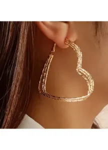 Modlily Golden Heart Shape Design Alloy Earrings - One Size