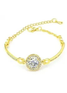 Modlily Golden Round Alloy Rhinestone Design Bracelet - One Size