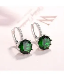 Modlily Green Rhinestone Detail Round Alloy Earrings - One Size