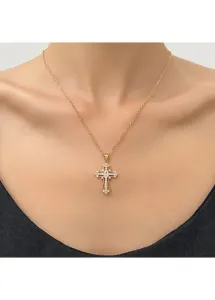 Modlily Hot Drilling Alloy Gold Cross Necklace - One Size