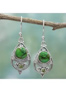 Modlily Hot Drilling Green Alloy Detail Earrings - One Size