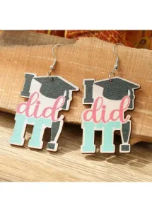 Modlily Letter Print Wooden Multi Color Earrings - One Size