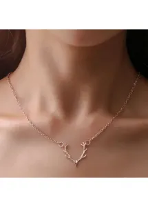 Modlily Light Pink Alloy Elk Pendant Necklace - One Size