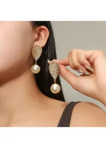 Modlily Mental Detail Gold Teardrop Design Earrings - One Size