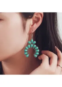 Modlily Mint Green Alloy Retro Hollow Design Earrings - One Size