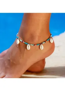 Modlily Multi Color Conch Beads Detail Anklet - One Size