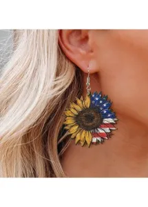 Modlily Multi Color Round Flower Design Earrings - One Size