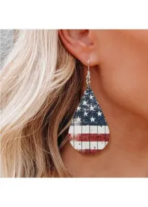 Modlily Multi Color Teardrop American Flag Print Earrings - One Size