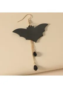 Modlily Patchwork Halloween Black Bat Design Earrings - One Size