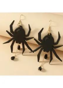 Modlily Patchwork Halloween Black Spider Design Earrings - One Size