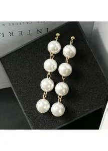 Modlily Patchwork White Round Pearl Design Earrings - One Size