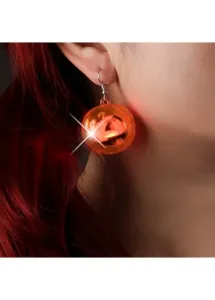 Modlily Plastic Detail Orange Pumpkin Design Earrings - One Size