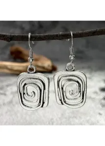 Modlily Silver Geometric Square Design Alloy Earrings - One Size