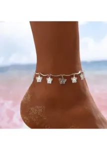 Modlily Silver Hollow Design Butterfly Detail Anklet - One Size