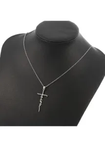Modlily Silver Metal Cross Design Alloy Necklace - One Size